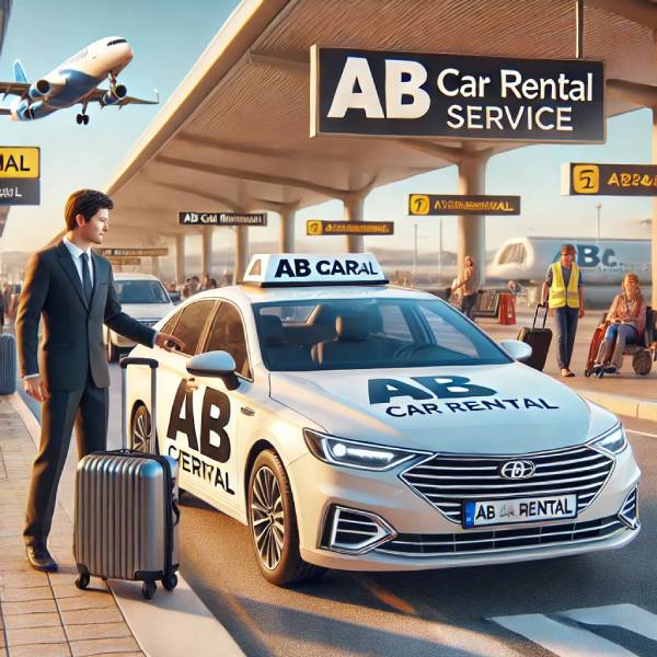 AB Car Rental providing efficient and reliable airport pickup and drop services, ensuring a smooth travel experience for passengers with branded vehicles and professional drivers.