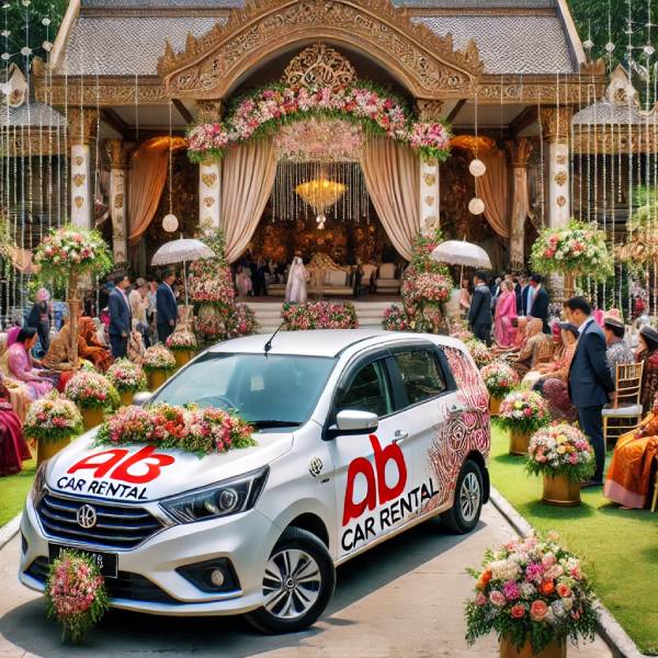 AB Car Rental offering luxurious and decorated cars for a wedding function, adding style and convenience to the special day with elegant transportation.